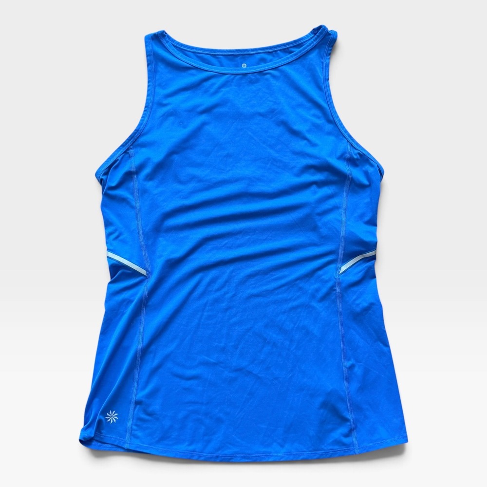 Athleta Womens Blue High Neck Activewear Tank Top Sleeveless Running Gym Small